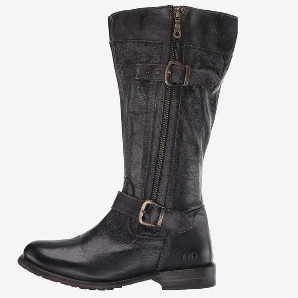 New Bed Stu GoGo Lug Wide Calf Leather Boots Black Rustic sz 9.5 - Picture 2 of 16